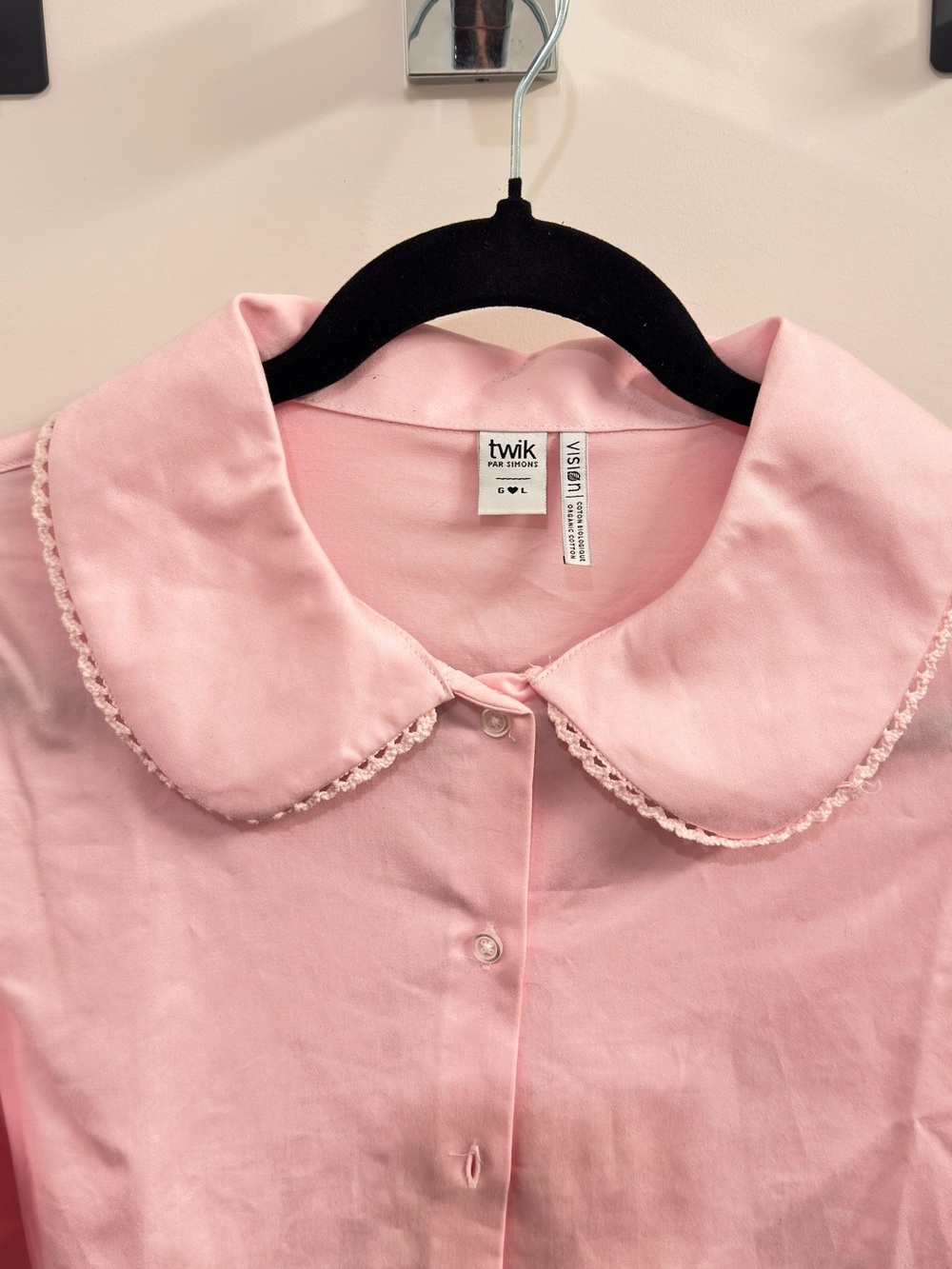 twik Pink Peter Pan Collar Button-Up Blouse